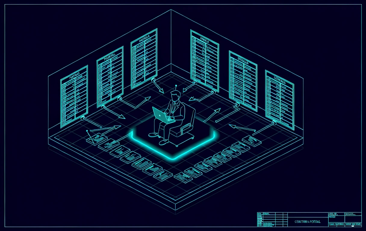 Technical system diagram of an integrated employee portal.